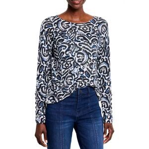 Nic + Zoe Black and White Paisley Sweater Size XL NWT